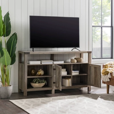 2 Door Farmhouse Highboy TV Stand For TVs Up To 65" Gray Wash - Saracina Home 1 2 Door Farmhouse Highboy TV Stand For TVs Up To 65" Gray Wash - Saracina Home