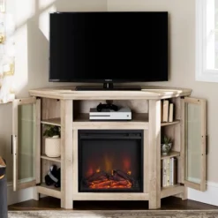 Glass Door Electric Fireplace Corner TV Stand For TVs Up To 50" - Saracina Home 20 Glass Door Electric Fireplace Corner TV Stand For TVs Up To 50" - Saracina Home -Saracina Home GUEST 00a48356 bf30 4e88 9498 b7dca90cc2eb