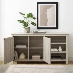 58" Diagonal Grooved Door Sideboard With Open Storage - Saracina Home 9 58" Diagonal Grooved Door Sideboard With Open Storage - Saracina Home -Saracina Home GUEST 04550eef a4a8 452e a5ce 387af7746eaf