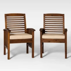 2pk Acacia Wood Patio Chairs With Cushions - Saracina Home 19 2pk Acacia Wood Patio Chairs With Cushions - Saracina Home -Saracina Home GUEST 06cfae64 d30b 448b b17c 0adbbfba89ad