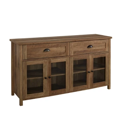 Millia Transitional Farmhouse 4 Door Sideboard With Glass Panels - Saracina Home 9 Millia Transitional Farmhouse 4 Door Sideboard With Glass Panels - Saracina Home - Image 9