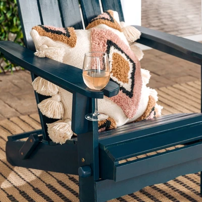 Genovia Transitional Acacia Wood Outdoor Adirondack Chair With Wine Holder - Saracina Home 9 Genovia Transitional Acacia Wood Outdoor Adirondack Chair With Wine Holder - Saracina Home - Image 9