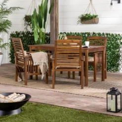 Ravenscroft 5pc Acacia Wood Patio Dining Set - Saracina Home