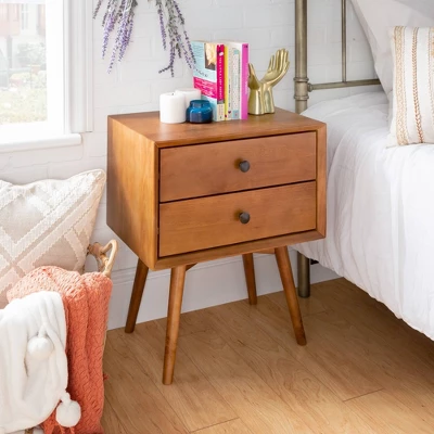 Greenberg 2 Drawer Mid-Century Modern Solid Wood Nightstand - Saracina Home 3 Greenberg 2 Drawer Mid-Century Modern Solid Wood Nightstand - Saracina Home - Image 3