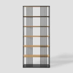 79" Modern 6 Shelf With Metal Bar Bookcase Coastal Oak/Black - Saracina Home 12 79" Modern 6 Shelf With Metal Bar Bookcase Coastal Oak/Black - Saracina Home -Saracina Home GUEST 10748008 39ee 4721 929f b7239ed78e10