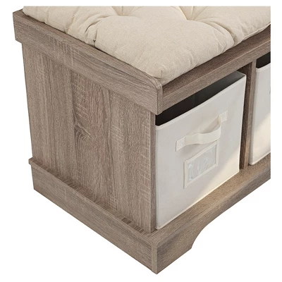 42" Upholstered Wood Entryway Bench With Storage - Saracina Home 2 42" Upholstered Wood Entryway Bench With Storage - Saracina Home - Image 2