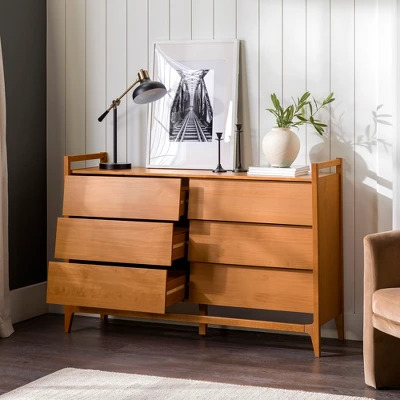 Mid-Century Modern Solid Wood Paneled 6 Drawer Dresser - Saracina Home 5 Mid-Century Modern Solid Wood Paneled 6 Drawer Dresser - Saracina Home - Image 5