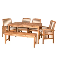 New Arrival 19 Ravenscroft 6pc Acacia Wood Patio Dining Set - Brown - Saracina Home