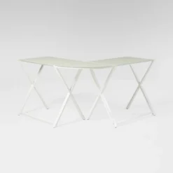 Modern Glass L Shaped Gaming Computer Desk White - Saracina Home