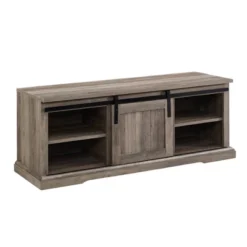 48" Transitional Sliding Door Wood And Metal Bench - Saracina Home -Saracina Home GUEST 18543d61 45d3 4724 83ea 0f23c1e95b21