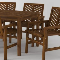 7pc Slatted Chevron Acacia Patio Dining Set - Saracina Home -Saracina Home GUEST 18f89f83 40cb 48ac b432 ca6ce9410d4b