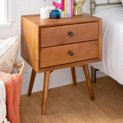 Greenberg 2 Drawer Mid-Century Modern Solid Wood Nightstand - Saracina Home 1 Greenberg 2 Drawer Mid-Century Modern Solid Wood Nightstand - Saracina Home