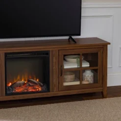 Tasi Transitional Farmhouse Glass Window Pane Door With Electric Fireplace TV Stand For TVs Up To 80" - Saracina Home 26 Tasi Transitional Farmhouse Glass Window Pane Door With Electric Fireplace TV Stand For TVs Up To 80" - Saracina Home -Saracina Home GUEST 1b7e41d8 8ce5 4d62 aab3 807810439b3d