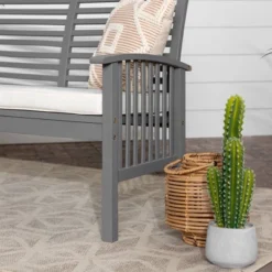 Ravenscroft Modern Boho Acacia Wood Slatted Outdoor Loveseat With Cushion - Saracina Home 22 Ravenscroft Modern Boho Acacia Wood Slatted Outdoor Loveseat With Cushion - Saracina Home -Saracina Home GUEST 2264c25c 6929 44e0 82fd ff36fdeadd35