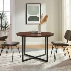 Modern 42" Round Intersecting Leg Dining Table Dark Walnut - Saracina Home 12 Modern 42" Round Intersecting Leg Dining Table Dark Walnut - Saracina Home -Saracina Home GUEST 22b710d1 5032 4864 b154 aaea26781a6f