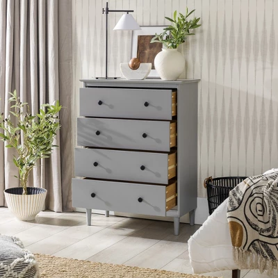 Stiva Classic Mid-Century Modern Vertical 4 Drawer Dresser Gray - Saracina Home 5 Stiva Classic Mid-Century Modern Vertical 4 Drawer Dresser Gray - Saracina Home - Image 5