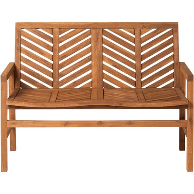 Slatted Chevron Acacia Wood Patio Loveseat – Saracina Home 2 Slatted Chevron Acacia Wood Patio Loveseat – Saracina Home - Image 2