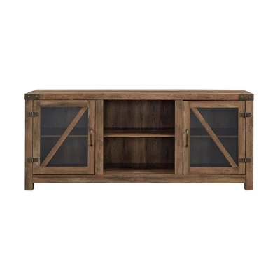 Clarabelle Transitional Glass Barn Door TV Stand For TVs Up To 65" - Saracina Home 2 Clarabelle Transitional Glass Barn Door TV Stand For TVs Up To 65" - Saracina Home - Image 2