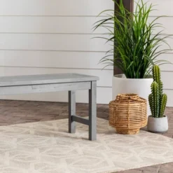 Ravenscroft Modern Boho Acacia Wood Slat Top Outdoor Dining Bench - Gray Wash - Saracina Home 13 Ravenscroft Modern Boho Acacia Wood Slat Top Outdoor Dining Bench - Gray Wash - Saracina Home -Saracina Home GUEST 2dd133d4 c68e 4083 9552 2ac421e62e53
