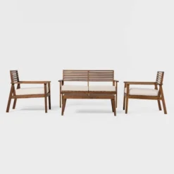 Saracina Home 4pc Mid-Century Modern Slatted Acacia Outdoor Patio Conversation Furniture Set 15 Saracina Home 4pc Mid-Century Modern Slatted Acacia Outdoor Patio Conversation Furniture Set -Saracina Home GUEST 3005e2da 1d72 4a44 9a0b b1cdd319e0b1