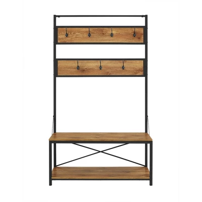 72" Urban Farmhouse Mixed Material Hall Tree - Saracina Home 2 72" Urban Farmhouse Mixed Material Hall Tree - Saracina Home - Image 2