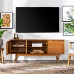 Solid Wood Mid-Century Modern TV Stand For TVs Up To 65" - Saracina Home 24 Solid Wood Mid-Century Modern TV Stand For TVs Up To 65" - Saracina Home -Saracina Home GUEST 334bf308 b086 4c05 9568 1ae4a156a658