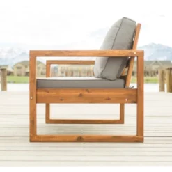 Galia Square Leg Acacia Wood Patio Loveseat With Cushions - Brown - Saracina Home 21 Galia Square Leg Acacia Wood Patio Loveseat With Cushions - Brown - Saracina Home -Saracina Home GUEST 34c230b8 c4f3 4008 8b19 624652108741