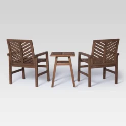 3pc Slatted Chevron Acacia Wood Patio Chat Set - Saracina Home -Saracina Home GUEST 355c74bb 9ea2 47d2 ba1f 7c182d1522b0