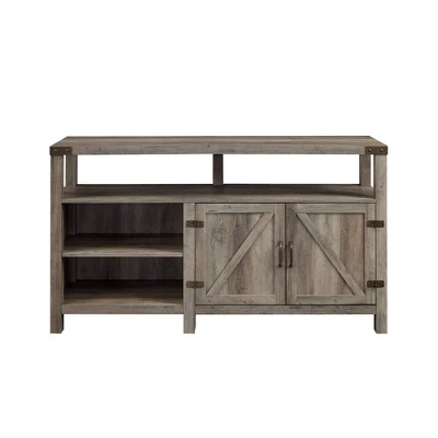 2 Door Farmhouse Highboy TV Stand For TVs Up To 65" Gray Wash - Saracina Home 2 2 Door Farmhouse Highboy TV Stand For TVs Up To 65" Gray Wash - Saracina Home - Image 2