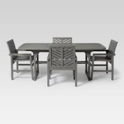 New Arrival 23 5pc Slatted Extendable Acacia Wood Patio Dining Set - Saracina Home