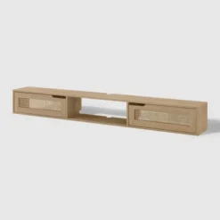 Modern Boho Floating TV Stand For TVs Up To 80" With Rattan Doors Coastal Oak - Saracina Home 14 Modern Boho Floating TV Stand For TVs Up To 80" With Rattan Doors Coastal Oak - Saracina Home -Saracina Home GUEST 3a100323 f49a 4189 ba7b ff83251adcba