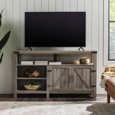 2 Door Farmhouse Highboy TV Stand For TVs Up To 65" Gray Wash - Saracina Home 7 2 Door Farmhouse Highboy TV Stand For TVs Up To 65" Gray Wash - Saracina Home - Image 7