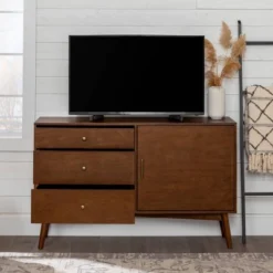 Mid-Century Modern With Closed Storage TV Stand For TVs Up To 58" Walnut - Saracina Home 31 Mid-Century Modern With Closed Storage TV Stand For TVs Up To 58" Walnut - Saracina Home -Saracina Home GUEST 3ae8f806 6b03 47b3 bca8 7ce73d560a21