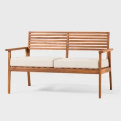 Saracina Home Mid-Century Modern Slatted Acacia Outdoor Bench -Saracina Home GUEST 3cae66e5 3d94 49b5 a793 35599570fee6