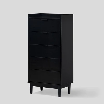 Mid-Century Modern Solid Wood 5 Drawer Chest Of Drawers - Saracina Home 5 Mid-Century Modern Solid Wood 5 Drawer Chest Of Drawers - Saracina Home - Image 5