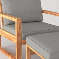 Galia 2pc Square Leg Acacia Wood Chair And Ottoman With Cushions - Brown - Saracina Home -Saracina Home GUEST 3de53d41 3e21 483c b5fd dd00d2e5b95e