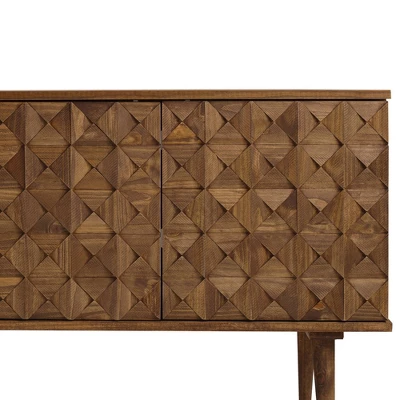 58" Modern Boho Solid Pine Wood Closed Storage Sideboard Brown - Saracina Home 3 58" Modern Boho Solid Pine Wood Closed Storage Sideboard Brown - Saracina Home - Image 3