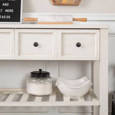 48" Farmhouse Solid Wood 2 Drawer Buffet White - Saracina Home 4 48" Farmhouse Solid Wood 2 Drawer Buffet White - Saracina Home - Image 4