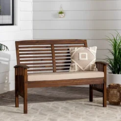 Ravenscroft Modern Boho Acacia Wood Slatted Outdoor Loveseat With Cushion - Saracina Home 26 Ravenscroft Modern Boho Acacia Wood Slatted Outdoor Loveseat With Cushion - Saracina Home -Saracina Home GUEST 40bff483 b5bb 44be 88db 6989c5aba85c
