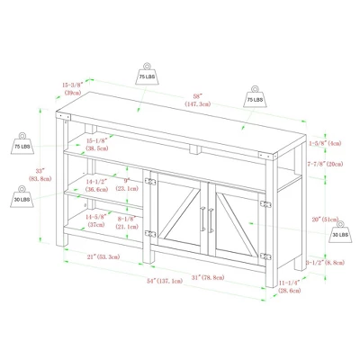 2 Door Farmhouse Highboy TV Stand For TVs Up To 65" Gray Wash - Saracina Home 4 2 Door Farmhouse Highboy TV Stand For TVs Up To 65" Gray Wash - Saracina Home - Image 4