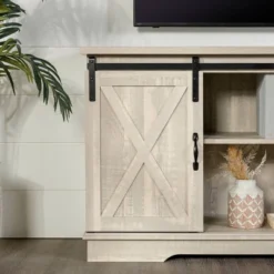 Modern Transitional Sliding Barndoor TV Stand For TVs Up To 65"- Saracina Home -Saracina Home GUEST 45b08206 71d0 4c78 8e78 8a18f861410c
