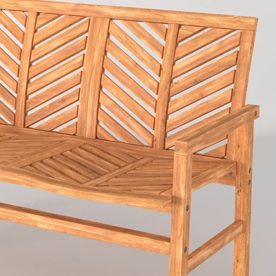 Slatted Chevron Acacia Wood Patio Loveseat – Saracina Home 12 Slatted Chevron Acacia Wood Patio Loveseat – Saracina Home - Image 12