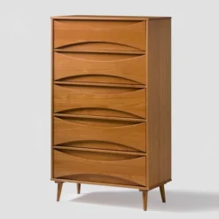 Mid-Century Modern Contoured 5 Drawer Chest Of Drawers - Saracina Home 23 Mid-Century Modern Contoured 5 Drawer Chest Of Drawers - Saracina Home -Saracina Home GUEST 4c1c83b0 0324 4ee8 ae12 19111936c63c