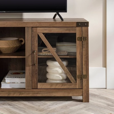 Clarabelle Transitional Glass Barn Door TV Stand For TVs Up To 65" - Saracina Home 9 Clarabelle Transitional Glass Barn Door TV Stand For TVs Up To 65" - Saracina Home - Image 9