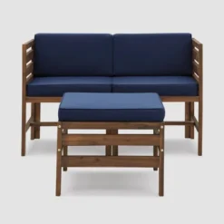 3pc Modular Acacia Wood Patio Chat Set With Cushions - Saracina Home -Saracina Home GUEST 52b769b2 601c 4a9b 998b 9ea4cc3064c7