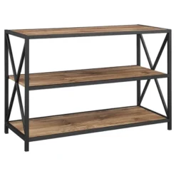 25.62" X Frame Metal And Wood Media Bookshelf - Saracina Home -Saracina Home GUEST 52dc6235 5678 4183 9fa3 c366355d431d