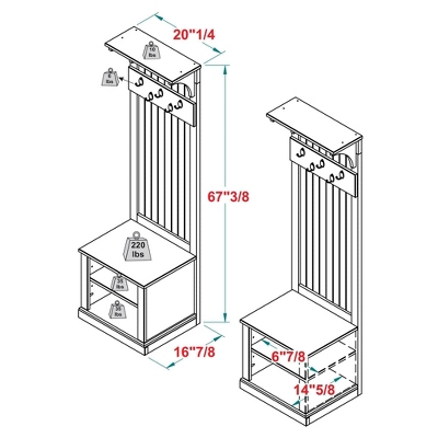 Waylon Rustic Farmhouse Solid Wood Tall Hall Tree - Saracina Home 7 Waylon Rustic Farmhouse Solid Wood Tall Hall Tree - Saracina Home - Image 7