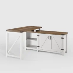 Farmhouse Rustic L Shaped Desk With Storage - Saracina Home -Saracina Home GUEST 548cfd29 f483 449e 9420 48f42153627f