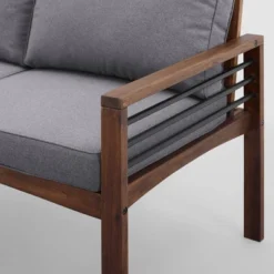 Saybrook Modern Metal And Wood Patio Loveseat - Gray/Dark Brown - Saracina Home 16 Saybrook Modern Metal And Wood Patio Loveseat - Gray/Dark Brown - Saracina Home -Saracina Home GUEST 552352ef 3e24 41f9 9609 1cdc37ebecff