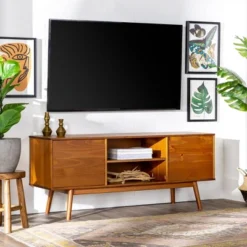 Solid Wood Mid-Century Modern TV Stand For TVs Up To 65" - Saracina Home 27 Solid Wood Mid-Century Modern TV Stand For TVs Up To 65" - Saracina Home -Saracina Home GUEST 55d038af 42a5 438d 8b74 91f0ac9cc7f7